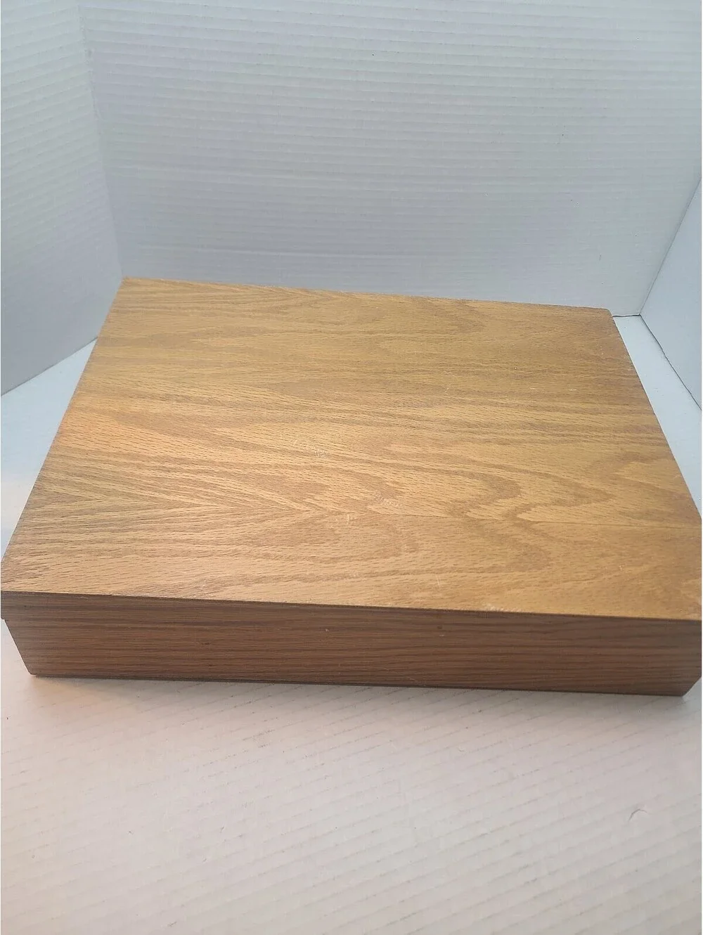Wooden Flatware Storage Chest Red Lining 14.5